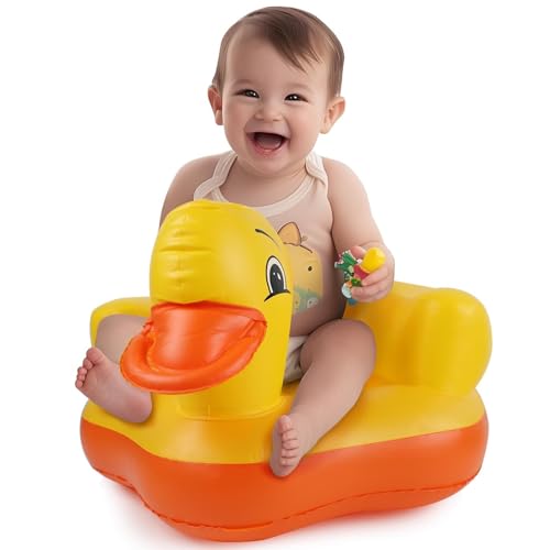 バスチェア 赤ちゃん用 お風呂椅子 折りたたみ式 持ち運び便利｜ベビーチェア 室内・室外兼用｜イエロー アヒルデザイン｜人体工学設計 安定感抜群 通気性クッション（8か月-3歳向け）