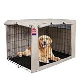 HiCaptain Polyester Dog Crate Cover - Durable Windproof Pet Kennel Cover for Wire Crate Indoor Outdoor Protection (48 inches, Light Tan)