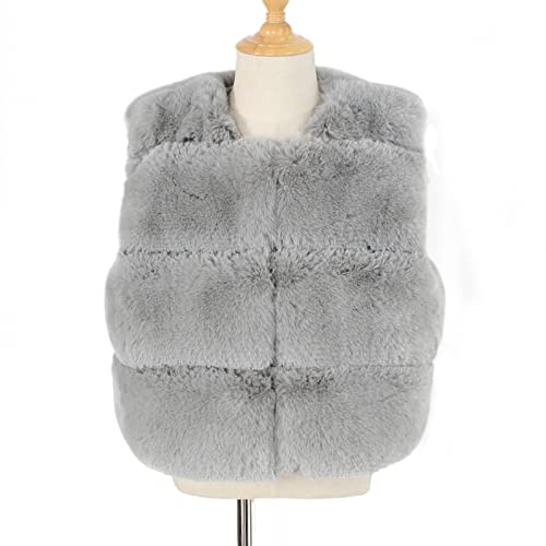 Little Girls Faux Fur Vest Waistcoat Warm Sleeveless Cardigans Fuzzy Lightweight Fur Jacket Outwear for 2-7 Years2