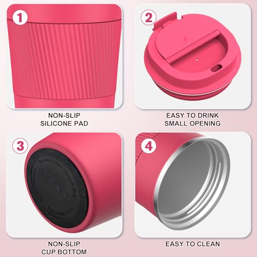 Image of Travel Mug, 380ml Insulated Coffee Cup Travel Mug with Leakproof Lids - Double Walled Vacuum Stainless Steel Travel Coffee Mug for Hot & Cold Drinks, Water and Tea