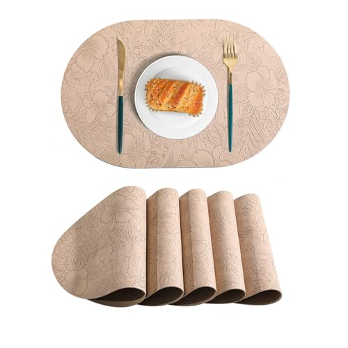 Sets de table ovales abricot fleur pour repas conviviaux