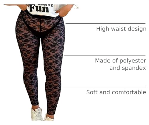 Image of Women's Sexy See Through Sheer Mesh Pants Leggings High Waist Casual Sweatpants Tights