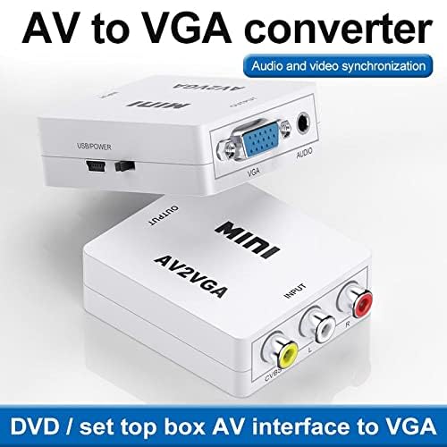 Image of AV to VGA Adapter 1080P HD Mini VGA Converter, RCA to VGA HD Video Converter with 3.5mm Audio Jack for PC /Laptops /STB /Computer