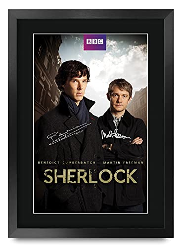 Autographe Sherlock Benedict Cumberbatch imprimé poster encadré A3 série TV