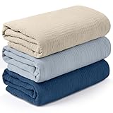 Muslin Swaddle Blankets for Newborn, 3 Pack Breathable Soft Receiving Blanket, Large 38 x 40 inches Swaddle Wrap Burping Clothes Diapers, Essentials Infant Shower Items, Toddler Gift (Graceful Colors)