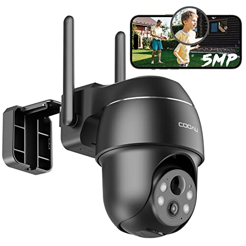 COOAU 2.5K Überwachungskamera Aussen Akku Kabellos WLAN IP Kamera Outdoor mit Intelligente PIR-Personenerkennung Nachtsicht in Farbe Audio- und Lichtalarm H.265-Videokomprimierung Schwarz
