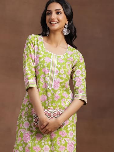 Image of Libas Women Cotton Straight fit Printed Kurta 29049R Pink Suit