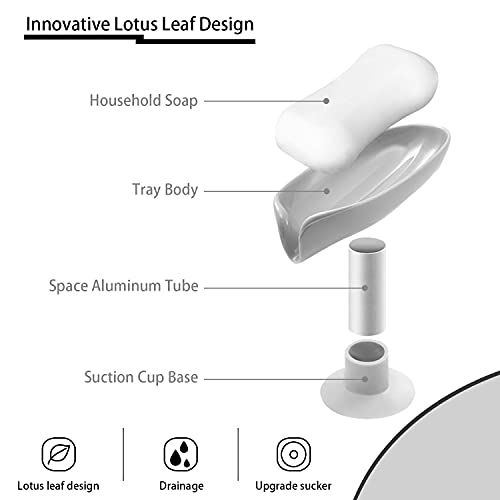 2 Pack Soap Holder Bar Soap Holder Self Draining Soap Dish With Suction Cup Soap Dish For Bathroom Kitchen Sink Shower Bathroom (2 Grey) #TOP1