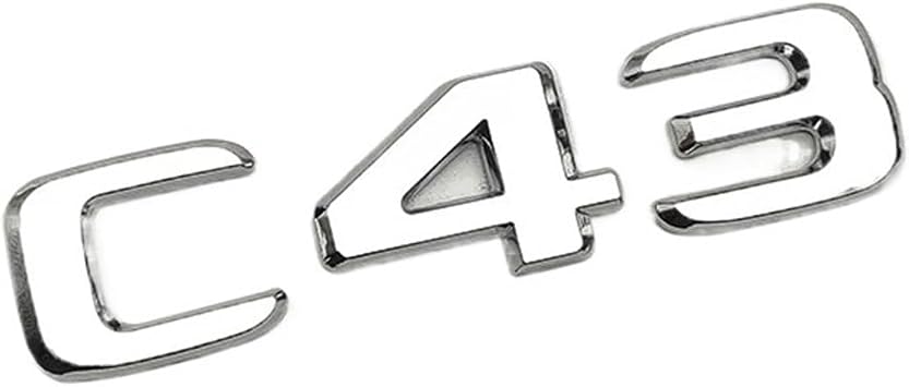 3D ABS Chrome Black C 43 Logo C43 Emblem Letters Car Trunk Badge Decal Fit for Mercedes Benz AMG W204 W205 Sticker Accessories,Chrome
