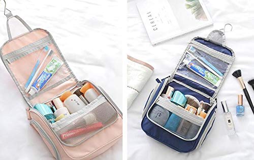 Image of House of Quirk Hanging Travel Toiletry Bag Cosmetic Makeup Bag Organizer for Women and Girls (Design 2 Grey)