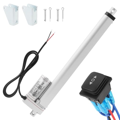 ZVKV Actuador de movimiento lineal de 300 mm de carrera de 12 V de alta velocidad 14 mm/s 1000N/220 libras IP54 impermeable actuador eléctrico lineal resistente con interruptor impermeable, soporte de