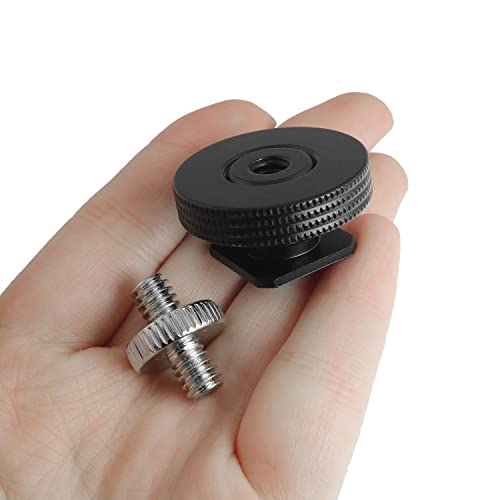 1/4" Female Thread To Hot Shoe Adapter Luorng 2Pcs Hot Shoe Mount Adapter With 1/4 To 1/4 Inch Male Screw For Magic Arm, Video Light,Monitor #TOP5