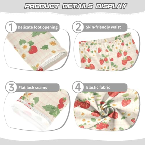 Strawberry Checkered Kids Girl's Active Leggings Stretch Full Length Activewear Sports3