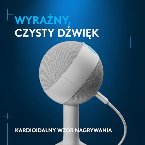 Logitech G Yeti Orb Mikrofon pojemnościowy RGB do gier z LIGHTSYNC, mikrofon USB do przesyłania strumieniowego, kardioidalny, USB Plug and Play do komputera PC/Mac – Biały