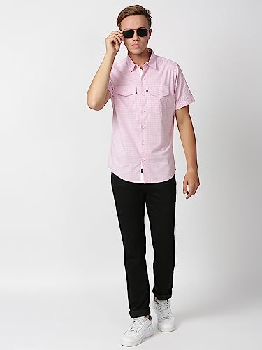 Image of Thomas Scott Men 100% Cotton Regular | Half Sleeve | Dounble Pocket | Checks Printed | | Casual | Shirts