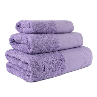 ENERGY COLORS TEXTIL-HOGAR Juego de Toallas de baño 3 Piezas 100% algodón, Toallas Ligeras y absorbentes. (Morado)
