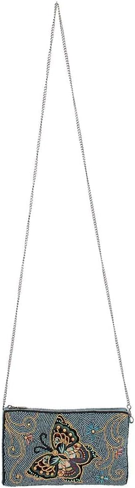 Mary Frances Butterfly Beaded Crossbody Cell Phone Bag Clutch Novelty Evening Purse, Multicolor