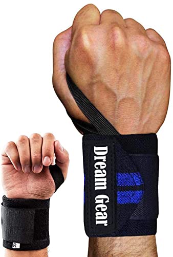 Dream Gear Muñequeras de 18 pulgadas de grado profesional con trabillas para el pulgar, muñequeras para hombres y mujeres, levantamiento de pesas, Xfit, levantamiento de potencia, entrenamiento de
