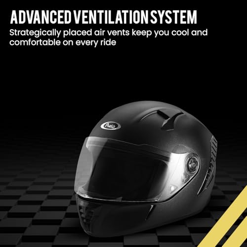 Image of Pivalo 580MM VAYU Full Face Helmet with Outer Clear Visor Matt Finish Scratch Resistant for Bike Scooty Riding Men and Women (Pack of 1, Black)