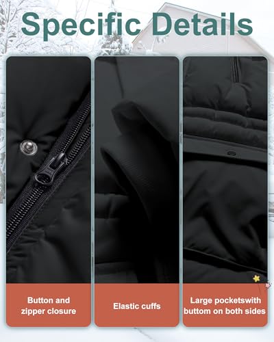 Image of Boy's Winter Coat Waterproof Kids Puffer Jacket Thicken Parka Fleece Lined Bubble Ski Snow Outerwear with Fur Hood