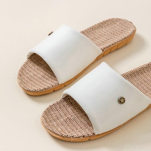 Caistre Unisex Linen Slipper for Women 2025 Summer Beach Cozy Sandals Shoes Non-slip Indoor Outdoor Slides2