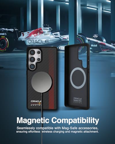 Image of CG MOBILE REDBULL Racing [Official Licensed], Real Carbon Fiber with Magnetic System and Powerbar Protective Case /Cover Designed for Galaxy S25 Ultra - Black