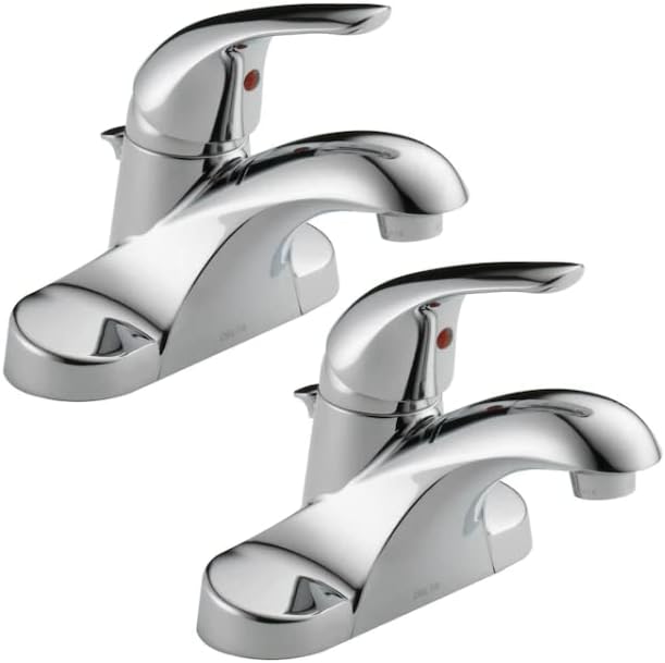 Delta Foundations 2-Pack Chrome 1-Handle 4-in centerset WaterSense Mid-arc Bathroom Sink Faucet with Drain