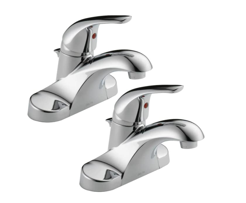 Delta Foundations 2-Pack Chrome 1-Handle 4-in centerset WaterSense Mid-arc Bathroom Sink Faucet with Drain