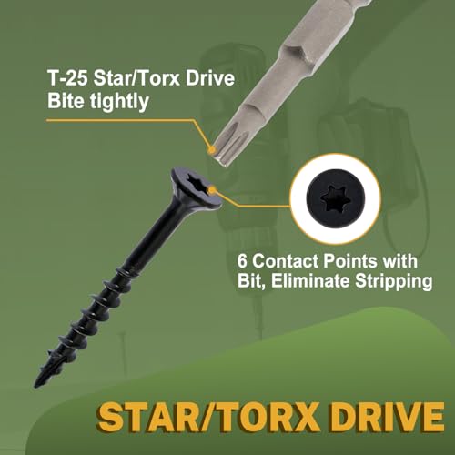 Image of LIONMAX Deck Screws #14 x 8 Inch, 50 PCS, Black Long Wood Screw, Rust Resistant, Exterior Epoxy Coated for Outdoor Decking, Torx /Star Drive Head, T30 Star Bit Included