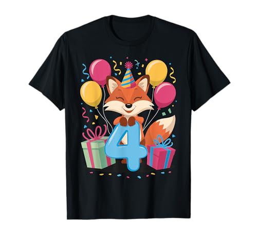 Fox 4th birthday for boy girl 4 years old fourth four Fox T-Shirt