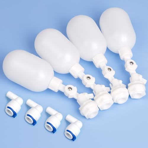 MUDUOBAN 3/8 Inch Tube Float Valve RO Water Reverse Osmosis System,Water Filter Float Ball Valve Adjustable Plastic Float Swith for Hydroponics Aquariums Water Purifiers Coffee Maker Ice Maker
