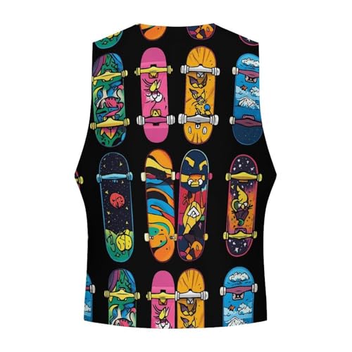 Skateboard Men's Suit Vest Slim Fit Business Dress Party Pattern Waistcoat Vest Top4