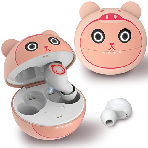 Bluetooth Earbuds Wireless for Kids Cute Pig Cat Design Audifonos Inalambricos Earphones Waterproof Noise Cancelling in-Ear Stereo Headphones Headset for Girls Women