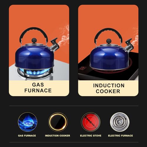 STOBAZA Whistling Tea Kettle Stainless Steel Stove Top Boiling Kettle with Ergonomic Handle for Tea Coffee Water and Daily Home Kitchen Use 2.10 Quart by STOBAZA - Used condition - Image 9