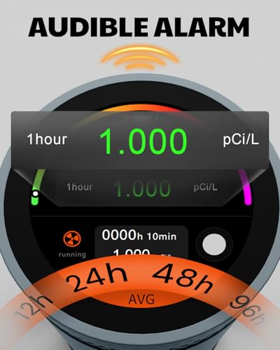HOUND-3699 Radon Detector, 10-Minute Measurement Updates, Touchscreen Color Display, Audible & Visual Alarm, AEGTEST Long-Term Radon Concentration Monitoring for Home - Blue - Image 5