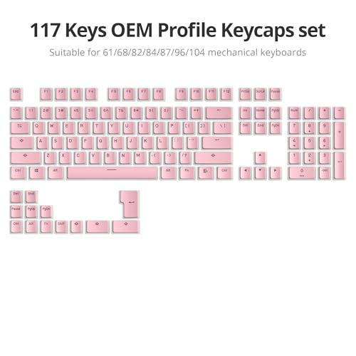 Image of Guffercty kred 117-Key Pink Pudding Keycaps, OEM Profile PBT Anti-Wear Translucent Backlight for Mechanical Keyboard(Pink Pudding)