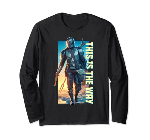 T-shirt Star Wars Mandalorian manches longues imprimé Sunset Poster This Is The Way