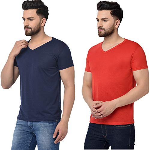Image of JANGOBOY Men's V-Neck Cotton T-Shirt (Pack of 2)