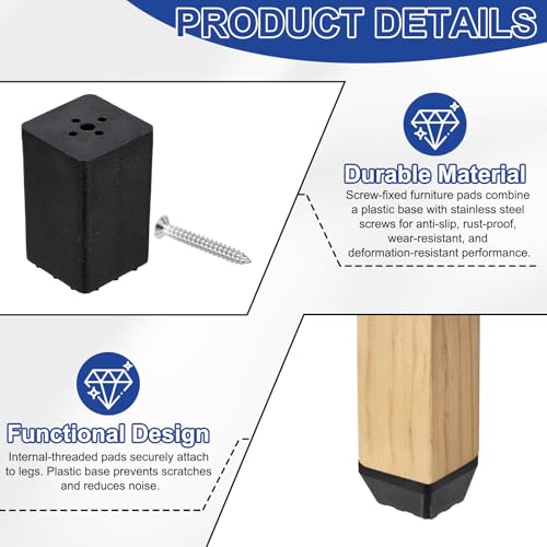Almohadillas para muebles de rosca con tornillo inoxidable, topes de PVC antideslizantes 4