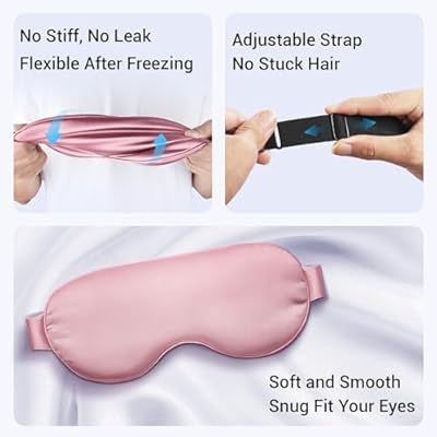 Self Care Gift for Women, Cooling Eye Mask for Puffy Eyes, Tired Eyes, Headache Relief and Migraine Comfort, Reusable Gel Cold Compress for Soothing Eye Care, Relaxing Gifts for Women Pink