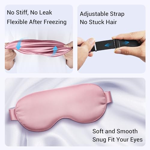 Image of Self Care Gift for Women, Cooling Eye Mask for Puffy Eyes, Tired Eyes, Headache Relief and Migraine Comfort, Reusable Gel Cold Compress for Soothing Eye Care, Relaxing Gifts for Women Pink