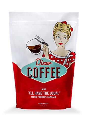 Diner Coffee-Roasted House Blend Fresh from the Roaster - Classic Old-Fashioned Flavor, Extra Smooth Brewed Taste, and Full-Body Aroma - Daily Brew Essential Pack (Dark Roast, 32 Ounce Ground)