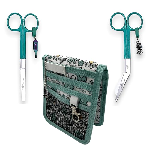 Nurse Life Pack MAXI Organizador más Tijeras Mayo y Pico Pato - Punta Roma | - I love it -, Punta Redonda Profesional, Primeros Auxilios, Vendaje. Acero pulido. Verde Moda.