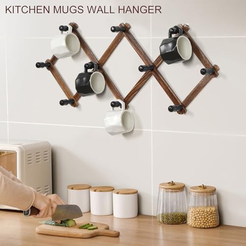 Wgfkvas 2 Pack Expandable Coat Rack, Accordion Wall Hangers, Wooden Hat Rack Wall Mounted thumb #1