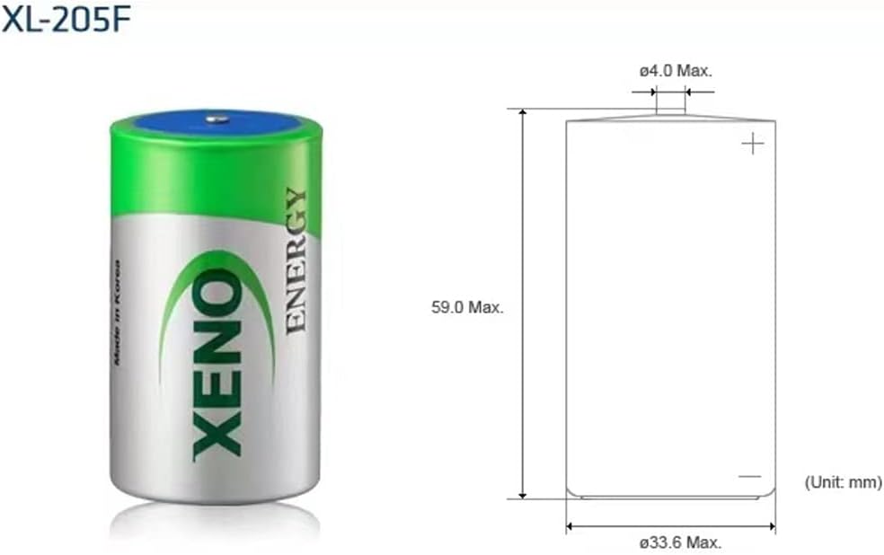 〖2 Pack〗3.6V 19000mAh XL-205F D STD Lithium Thionyl Chloride Battery for Xeno Energy 3.6V Lithium Battery XL-205F, Green
