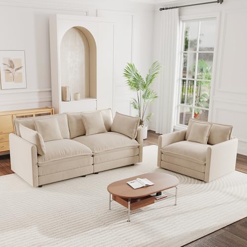 mikibama Luxury 2 Piece Loveseat Couch & Sofa Armchair Set,