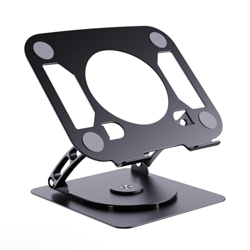 carotoe Soporte de acero al carbono para laptop con ventilación de rotación de 360° y base de silicona antideslizante para mayor estabilidad y