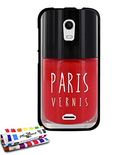 Coque rigide Ultra-Slim WIKO DARKMOON au motif exclusif [Paris vernis rouge] [Noire] de MUZZANO + STYLET et CHIFFON MUZZANO® OFFERTS - La Protection Anti-rayure ULTIME, ELEGANTE ET DURABLE pour votre WIKO DARKMOON