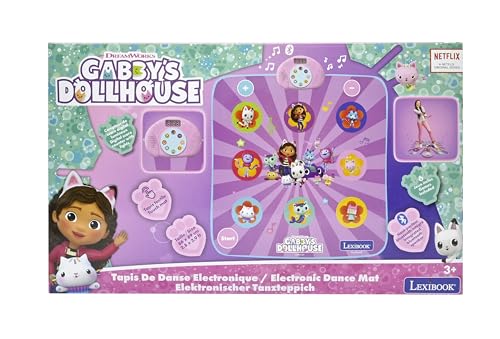 Lexibook, La casa delle bambole di Gabby, Tappeto da ballo elettronico, tasti illuminati, altoparlante incorporato, viola, DM10GDH