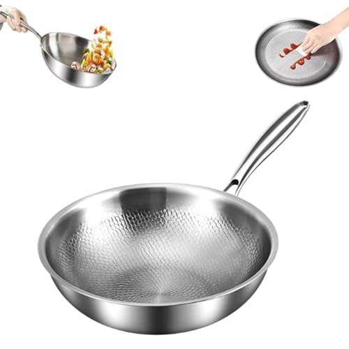 Toutrop Titanium Wok Titanium Wok Pan for Cooking Non Stick Titanium Frying Pan No Coating Titaniums Nutri Pans PFAS/PFOA/PTFE Free Titanium Cookware with All Cooktops